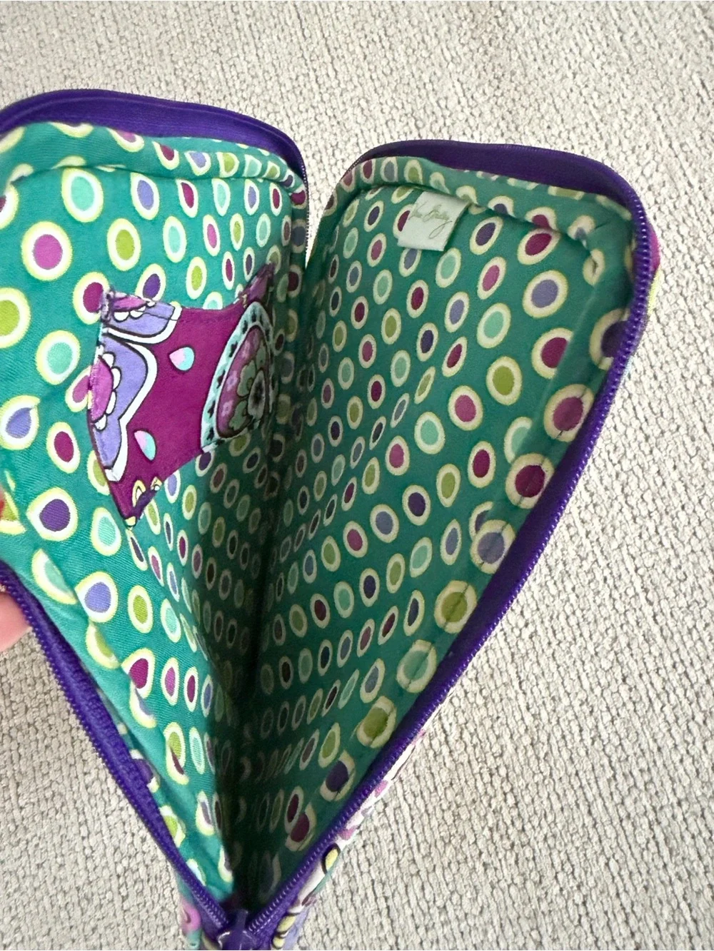 Vera Bradley Purple Paisley Floral Quilted Pouch